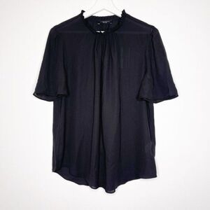 TAHARI Black Short Sleeve Blouse
